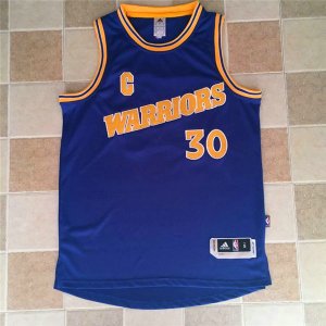 Maillot De Basket Golden State Warriors Stephen Curry 30 Brode AU Fabric Retro Bleu
